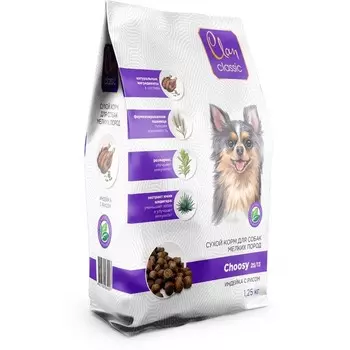 Clan Classic Choosy 25/13 сухой корм для собак мелких пород, с индейкой - 1,25 кг супер премиум для взрослых с индейкой породы мелкого размера мешок Россия 1 уп. х 1 шт. х 1.25 кг