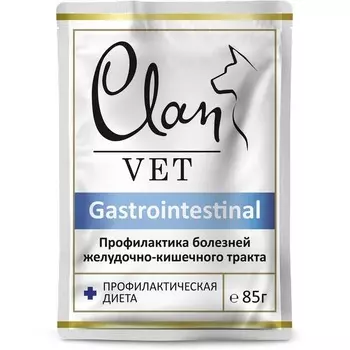 Clan Classic Gastrointestinal влажный корм для собак, профилактика ЖКТ, в паучах - 85 г супер премиум для взрослых паучи Россия 1 уп. х 14 шт. х 1.19 кг