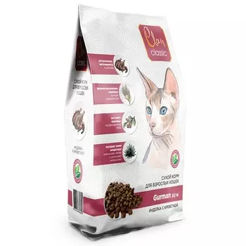 Clan Classic Gurman 33/14 сухой корм для взрослых привередливых кошек с индейкой и креветками - 10 кг повседневный премиум для взрослых с индейкой мешок Российский корм 1 уп. х 1 шт. х 10 кг
