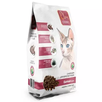 Clan Classic Gurman 33/14 сухой корм для взрослых привередливых кошек с индейкой и креветками - 1,25 кг повседневный премиум для взрослых с индейкой мешок Российский корм 1 уп. х 1 шт. х 1.25 кг