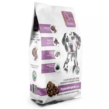 Clan Classic Hypoallergenic 23/11 сухой корм для взрослых собак крупных и средних пород с ягненком, индейкой и бурым рисом - 1,25 кг повседневный премиум для взрослых с индейкой породы крупного размера мешок Российский корм 1 уп. х 1 шт. х 1.25 кг