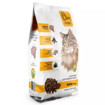 Clan Classic Senior 30/14 сухой корм для пожилых кошек, с курицей и телятиной - 1,25 кг повседневный премиум для пожилых с курицей мешок Россия 1 уп. х 1 шт. х 1.25 кг