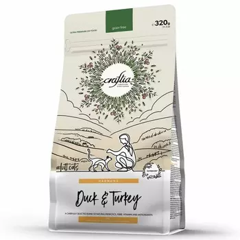 Craftia Harmona Adult Cat сухой корм для кошек, с уткой и индейкой - 320 г повседневный холистик для взрослых с индейкой для всех пород мешок Импортный корм 1 уп. х 1 шт. х 0.32 кг