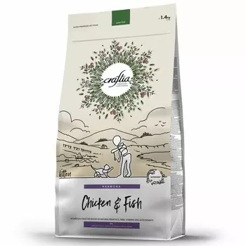 Craftia Harmona Kitten сухой корм для котят, с курицей и рыбой - 1,4 кг повседневный холистик для котят с рыбой для всех пород мешок Импортный корм 1 уп. х 1 шт. х 1.4 кг