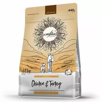 Craftia Natura Adult Dog Medium Large Breed сухой корм для собак средних и крупных пород, с курицей и индейкой - 640 г повседневный холистик для взрослых с индейкой породы крупного размера мешок Импортный корм 1 уп. х 1 шт. х 0.64 кг