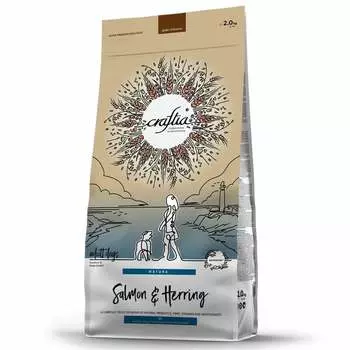Craftia Natura Adult Dog Medium Large Breed сухой корм для собак средних и крупных пород, с лососем и сельдью - 2 кг повседневный холистик для взрослых с сельдью породы крупного размера мешок Импортный корм 1 уп. х 1 шт. х 2 кг
