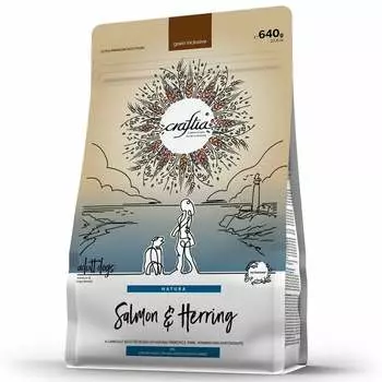 Craftia Natura Adult Dog Medium Large Breed сухой корм для собак средних и крупных пород, с лососем и сельдью - 640 г повседневный холистик для взрослых с сельдью породы крупного размера мешок Импортный корм 1 уп. х 1 шт. х 0.64 кг