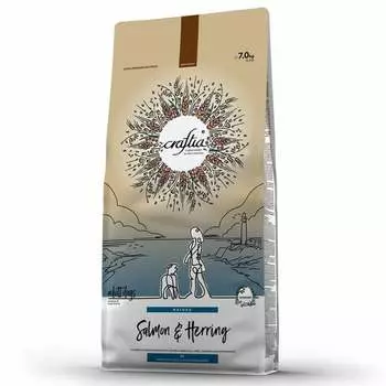 Craftia Natura Adult Dog Medium Large Breed сухой корм для собак средних и крупных пород, с лососем и сельдью - 7 кг повседневный холистик для взрослых с сельдью породы крупного размера мешок Импортный корм 1 уп. х 1 шт. х 7 кг