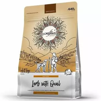 Craftia Natura Adult Dog Medium Large Breed сухой корм для собак средних и крупных пород, с ягненком и перепелкой - 640 г повседневный холистик для взрослых с ягненком породы крупного размера мешок Импортный корм 1 уп. х 1 шт. х 0.64 кг