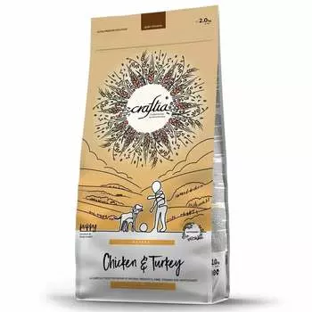 Craftia Natura Puppy Medium Large Breed сухой корм для щенков средних и крупных пород, с курицей и индейкой - 2 кг повседневный холистик для щенков с индейкой породы крупного размера мешок Импортный корм 1 уп. х 1 шт. х 2 кг