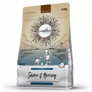 Craftia Natura Puppy Medium Large Breed сухой корм для щенков средних и крупных пород, с лососем и сельдью - 640 г повседневный холистик для щенков с сельдью породы крупного размера мешок Импортный корм 1 уп. х 1 шт. х 0.64 кг