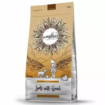 Craftia Natura Puppy Medium Large Breed сухой корм для щенков средних и крупных пород, с ягненком и перепелкой - 2 кг повседневный холистик для щенков с ягненком породы крупного размера мешок Импортный корм 1 уп. х 1 шт. х 2 кг