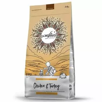 Craftia Natura Puppy Small Breed сухой корм для щенков миниатюрных и мелких пород, с курицей и индейкой - 2 кг повседневный холистик для щенков с индейкой породы мелкого размера мешок Импортный корм 1 уп. х 1 шт. х 2 кг