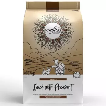 Craftia сухой корм для собак миниатюрных и мелких пород, с уткой и фазаном - 640 г повседневный для взрослых с фазаном миниатюрные породы мешок Импортный корм 1 уп. х 1 шт. х 0.64 кг