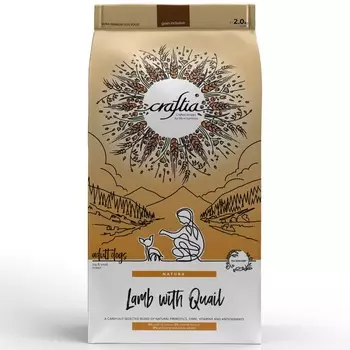 Craftia сухой корм для собак миниатюрных и мелких пород, с ягненком и перепелкой - 2 кг повседневный для взрослых с ягненком миниатюрные породы мешок Сербия 1 уп. х 1 шт. х 2 кг