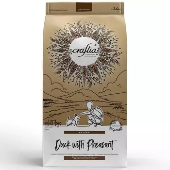 Craftia сухой корм для собак миниатюрных и мелких пород, с уткой и фазаном - 2 кг повседневный для взрослых с фазаном миниатюрные породы мешок Импортный корм 1 уп. х 1 шт. х 2 кг
