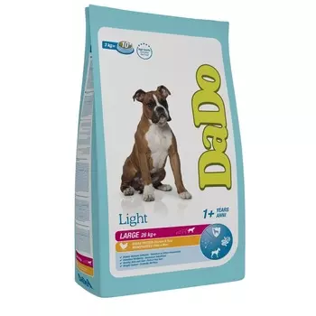 Dado Dog Light Large Chicken & Rice сухой монобелковый корм для собак крупных пород, склонных к излишнему весу, с курицей и рисом супер премиум монобелковый для взрослых с курицей породы крупного размера мешок Италия 1 уп. х 1 шт. х 3 кг