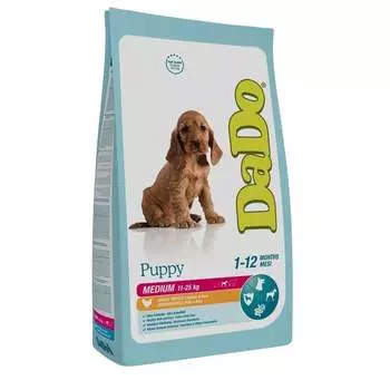 Dado Dog Puppy Medium Chicken & Rice монобелковый корм для щенков средних пород, с курицей и рисом для кормления супер премиум монобелковый для щенков с курицей породы среднего размера мешок Италия 1 уп. х 1 шт. х 12 кг