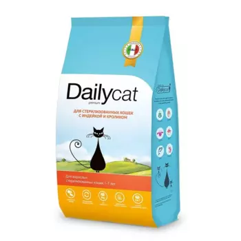 Dailycat Classic line сухой корм для стерилизованных кошек, с индейкой и кроликом - 3 кг премиум для взрослых с индейкой для всех пород мешок Российский корм 1 уп. х 1 шт. х 3 кг