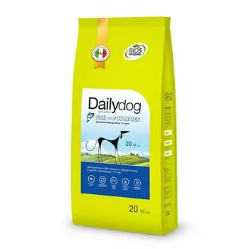 Сухой корм Dailydog Adult Medium and Large Fish Potatoes для взрослых собак средних и крупных пород с рыбой и картофелем - 20 кг повседневный супер премиум алабай без курицы для взрослых с рыбой породы крупного размера мешок Италия 1 уп. х 1 шт. х 20 кг