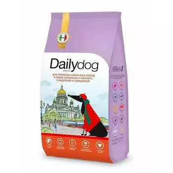 Dailydog Casual сухой корм для пожилых собак всех пород и собак склонных к полноте, с ИНДЕЙКОЙ и ГОВЯДИНОЙ - 3 кг повседневный премиум без курицы для пожилых с говядиной для всех пород мешок Российский корм 1 уп. х 1 шт. х 3 кг