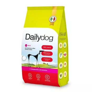 Dailydog Classic Line сухой корм для собак мелких пород, с говядиной и ягненком - 1,5 кг премиум для взрослых с говядиной породы мелкого размера мешок Россия 1 уп. х 1 шт. х 1.5 кг