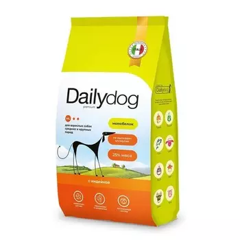 Dailydog Classic Line сухой корм для собак средних и крупных пород, с индейкой - 1,5 кг премиум для взрослых с индейкой породы крупного размера мешок Россия 1 уп. х 1 шт. х 1.5 кг