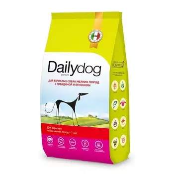 Dailydog Classic line сухой корм для взрослых собак мелких пород, с ГОВЯДИНОЙ и ЯГНЕНКОМ - 12 кг премиум для взрослых с говядиной породы мелкого размера мешок Российский корм 1 уп. х 1 шт. х 12 кг