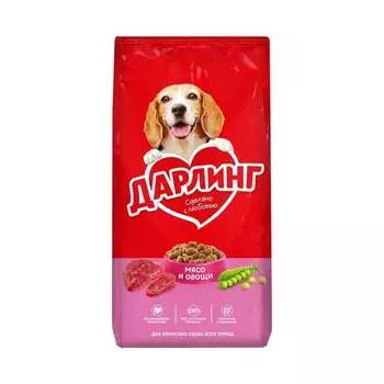 Дарлинг сухой корм для взрослых собак с мясом и овощами - 15 кг повседневный эконом для взрослых с овощами для всех пород мешок Россия 1 уп. х 1 шт. х 15 кг