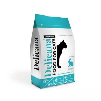 Delicana для кошек, с кроликом - 400 г премиум для взрослых с кроликом мешок Россия 1 уп. х 1 шт. х 0.4 кг