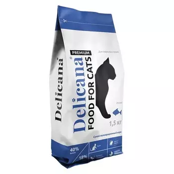 Delicana для кошек, с лососем - 1,5 кг премиум для взрослых с лососем мешок Россия 1 уп. х 1 шт. х 1.5 кг