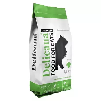 Delicana для кошек, с ягненком - 1,5 кг премиум для взрослых с ягненком мешок Россия 1 уп. х 1 шт. х 1.5 кг