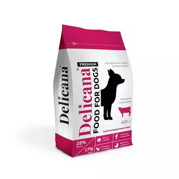 Delicana для собак мелких пород, с говядиной и овощами - 400 г премиум для взрослых с говядиной мешок Россия 1 уп. х 1 шт. х 0.4 кг