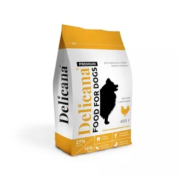 Delicana для собак мелких пород, с курицей и овощами - 400 г премиум для взрослых с курицей мешок Россия 1 уп. х 1 шт. х 0.4 кг