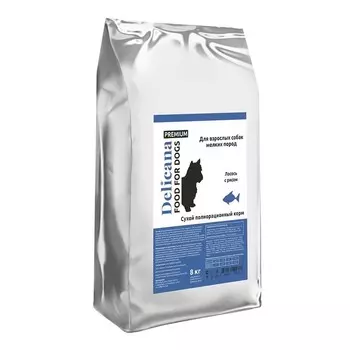 Delicana для собак мелких пород, с лососем и рисом - 8 кг премиум для взрослых с лососем мешок Россия 1 уп. х 1 шт. х 8 кг