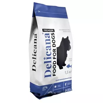 Delicana для собак мелких пород, с лососем и рисом - 1,5 кг премиум для взрослых с лососем мешок Россия 1 уп. х 1 шт. х 1.5 кг