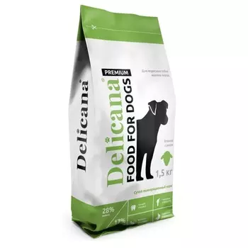 Delicana для собак мелких пород, с ягненком и рисом - 1,5 кг премиум для взрослых с ягненком мешок Россия 1 уп. х 1 шт. х 1.5 кг