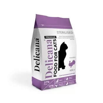 Delicana для стерилизованных кошек, с индейкой - 400 г премиум для взрослых с индейкой мешок Россия 1 уп. х 1 шт. х 0.4 кг
