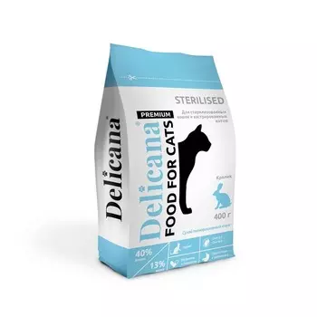 Delicana для стерилизованных кошек, с кроликом - 400 г премиум для взрослых с кроликом мешок Россия 1 уп. х 1 шт. х 0.4 кг