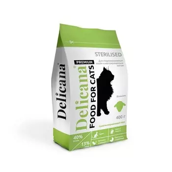 Delicana для стерилизованных кошек, с ягненком - 400 г премиум для взрослых с ягненком мешок Россия 1 уп. х 1 шт. х 0.4 кг