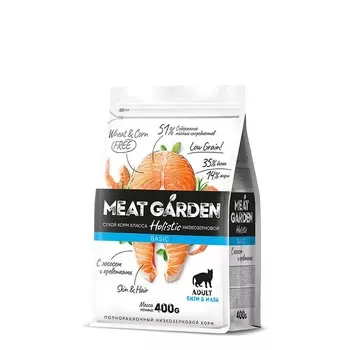 Delicana Meat Garden Basic для кошек, с лососем и креветками - 400 г премиум для взрослых с креветками мешок Россия 1 уп. х 1 шт. х 0.4 кг