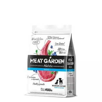 Delicana Meat Garden Basic для щенков и мелких пород собак, с ягненком и черникой - 400 г премиум для щенков с ягненком мешок Россия 1 уп. х 1 шт. х 0.4 кг
