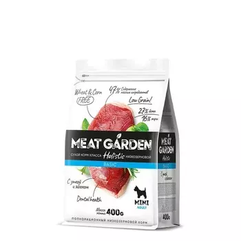 Delicana Meat Garden Basic для собак мелких пород, с уткой и яблоком - 400 г премиум для взрослых с уткой мешок Россия 1 уп. х 1 шт. х 0.4 кг