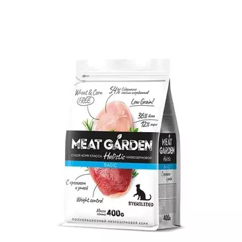Delicana Meat Garden Basic для стерилизованных кошек, с кроликом и уткой - 400 г премиум для взрослых с кроликом мешок Россия 1 уп. х 1 шт. х 0.4 кг