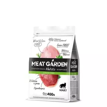 Delicana Meat Garden Grainfree для кошек, беззерновой, с индейкой и уткой - 400 г премиум для взрослых с индейкой мешок Россия 1 уп. х 1 шт. х 0.4 кг