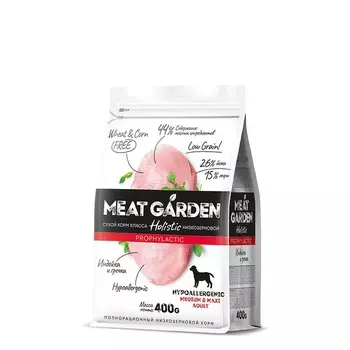 Delicana Meat Garden Prophylactic для собак мелких пород склонных к аллергиям, с индейкой и гречкой - 400 г премиум для взрослых с индейкой мешок Россия 1 уп. х 1 шт. х 0.4 кг