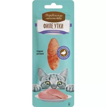 Деревенские лакомства для кошек, нежное филе утки - 10 г с уткой 1 уп. х 1 шт. х 0.01 кг