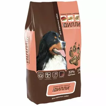 Дилли полнорационный сухой корм для собак, говяжья печень с овсянкой - 14 кг повседневный эконом для взрослых с говядиной для всех пород мешок Российский корм 1 уп. х 1 шт. х 14 кг