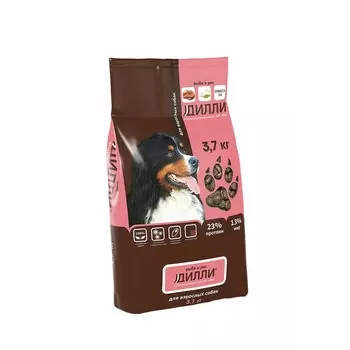Дилли полнорационный сухой корм собак при проблемах с ЖКТ и аллергии, с рыбой и рисом - 3,7 кг повседневный эконом для взрослых с рыбой для всех пород мешок Российский корм 1 уп. х 1 шт. х 3.7 кг