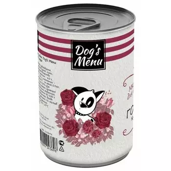 Dog`s Menu влажный корм для взрослых собак всех пород с говядиной, кусочки в соусе, в консервах - 750 г повседневный премиум для взрослых с говядиной для всех пород консервы (в железной банке) Российский корм 1 уп. х 1 шт. х 0.75 кг